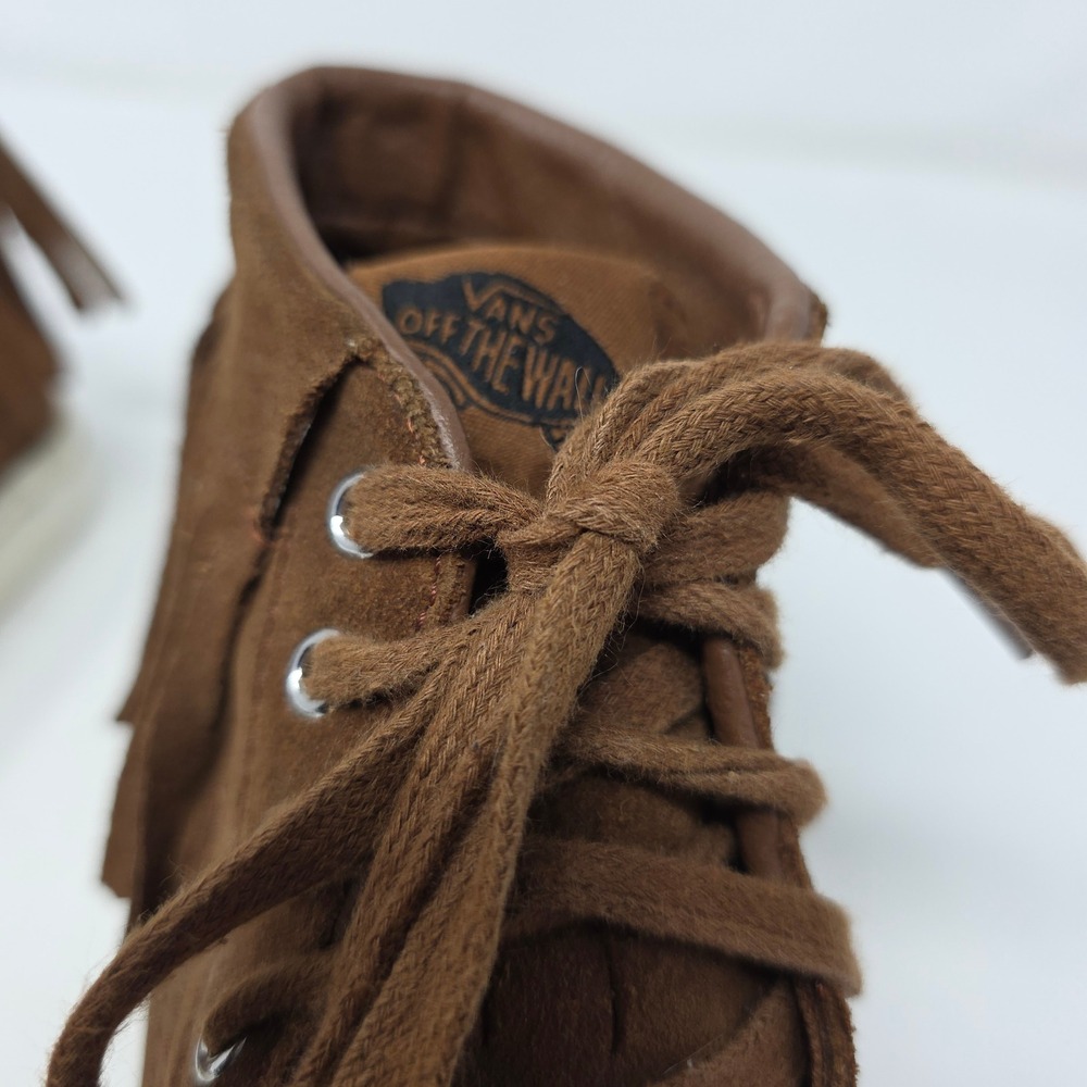 Vans Sk8 Hi Moc Womens 9 Mens 7.5 Brown Suede Fringe High Top Skateboard Shoes - Picture 7 of 9